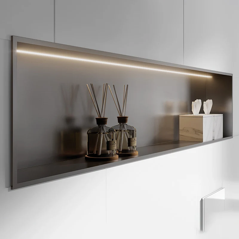 Vieno sluoksnio nerūdijančio plieno niša su Light Trough